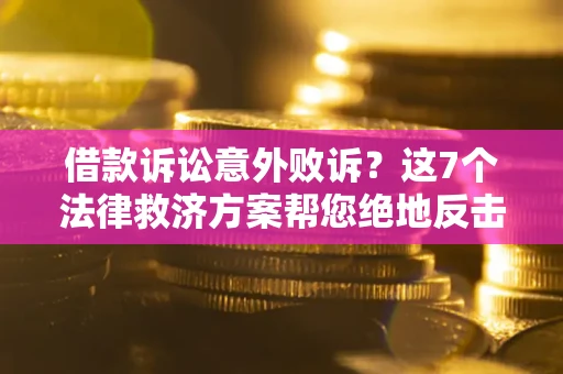武汉借款诉讼意外败诉？这7个法律救济方案帮您绝地反击！